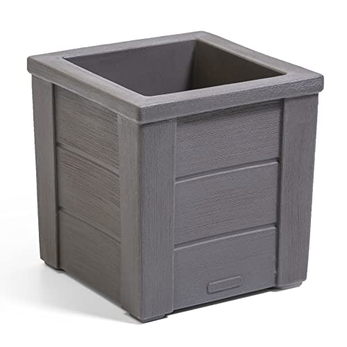 Lakewood 16 in. H X 15.75 in. W X 15.75 in. D Dark Cedar Resin Square Indoor/Outdoor Planter Box - Bellso